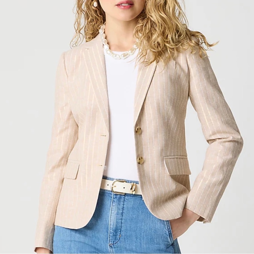 J. Crew Factory Light Beige Striped Blazer